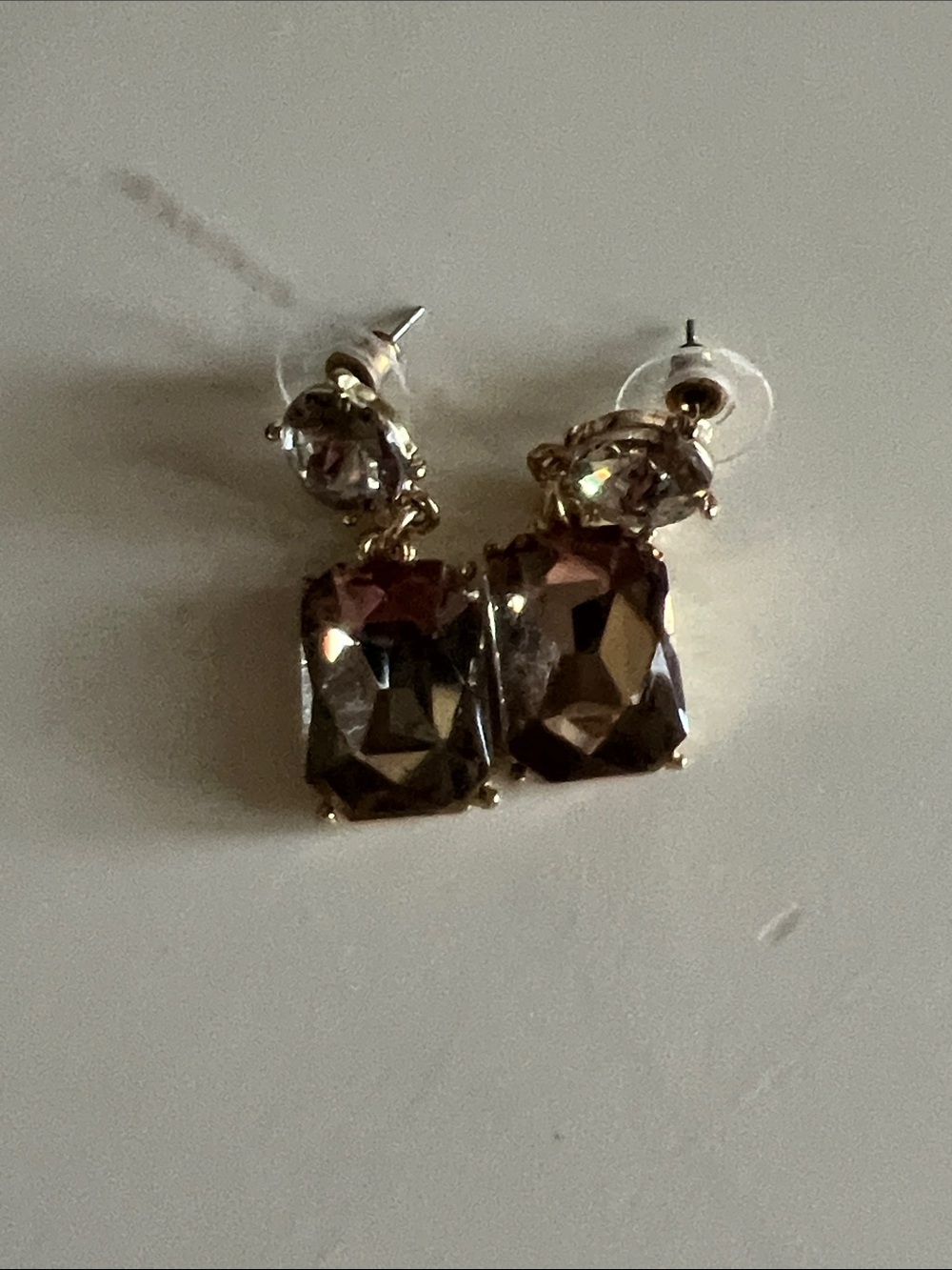 Classic Crystal Drop Earrings in Smoky Gray